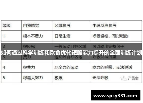 如何通过科学训练和饮食优化短跑能力提升的全面训练计划